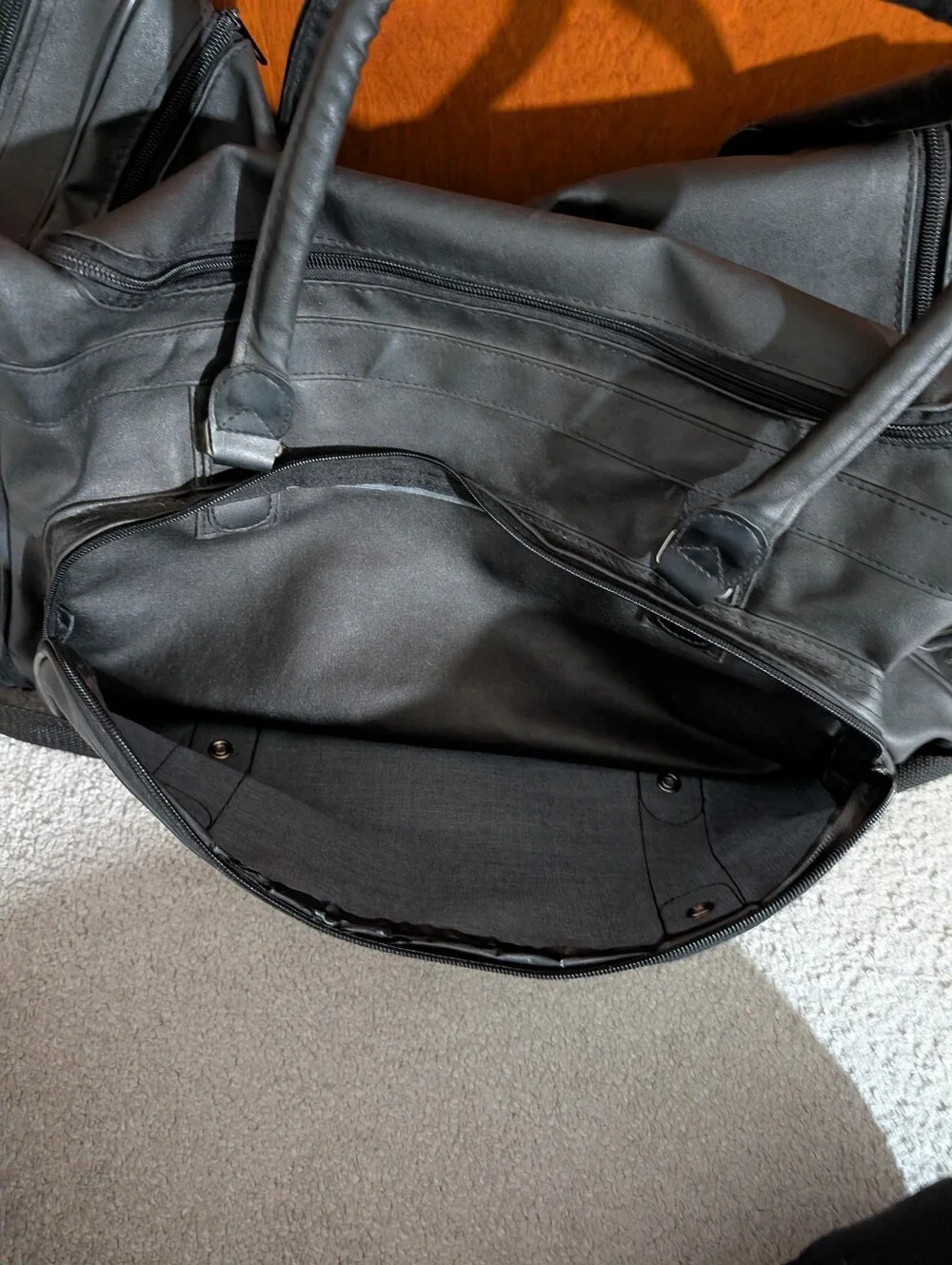 Faux Leather Duffel Bag